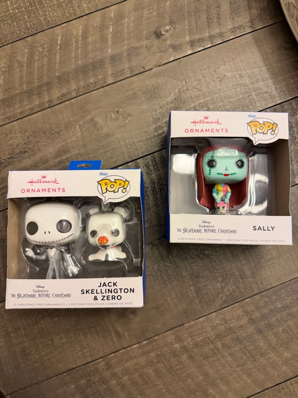 Hallmark Pop! Ornaments - White Jack & Teal Sally with Red Hair